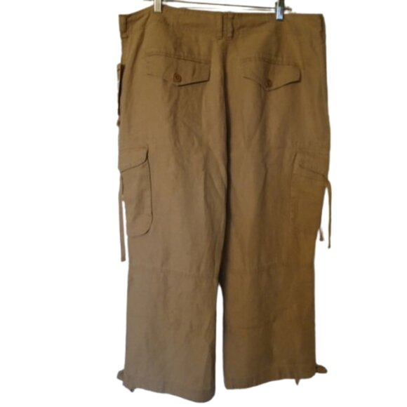 Ralph Lauren Womens Tan 100% Linen Drawstring Utility Cargo Safari Pants NWT - Picture 10 of 10